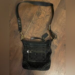 Authentic Coach Signature Black and Brown Crossbody Bag
